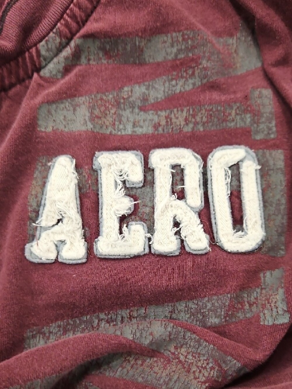 AERO Burgundy Long Sleeve Henley Shirt - Picture 4 of 5